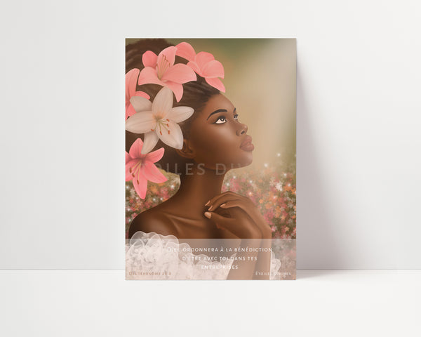 DESTINÉE FLEURIE - affiche féminin spirituel - décoration murale