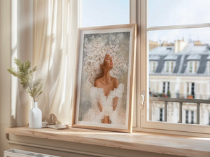 ENVELOPPÉE DE SA LUMIÈRE - Affiche portrait féminin spirituel