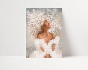 ENVELOPPÉE DE SA LUMIÈRE - Affiche portrait féminin spirituel